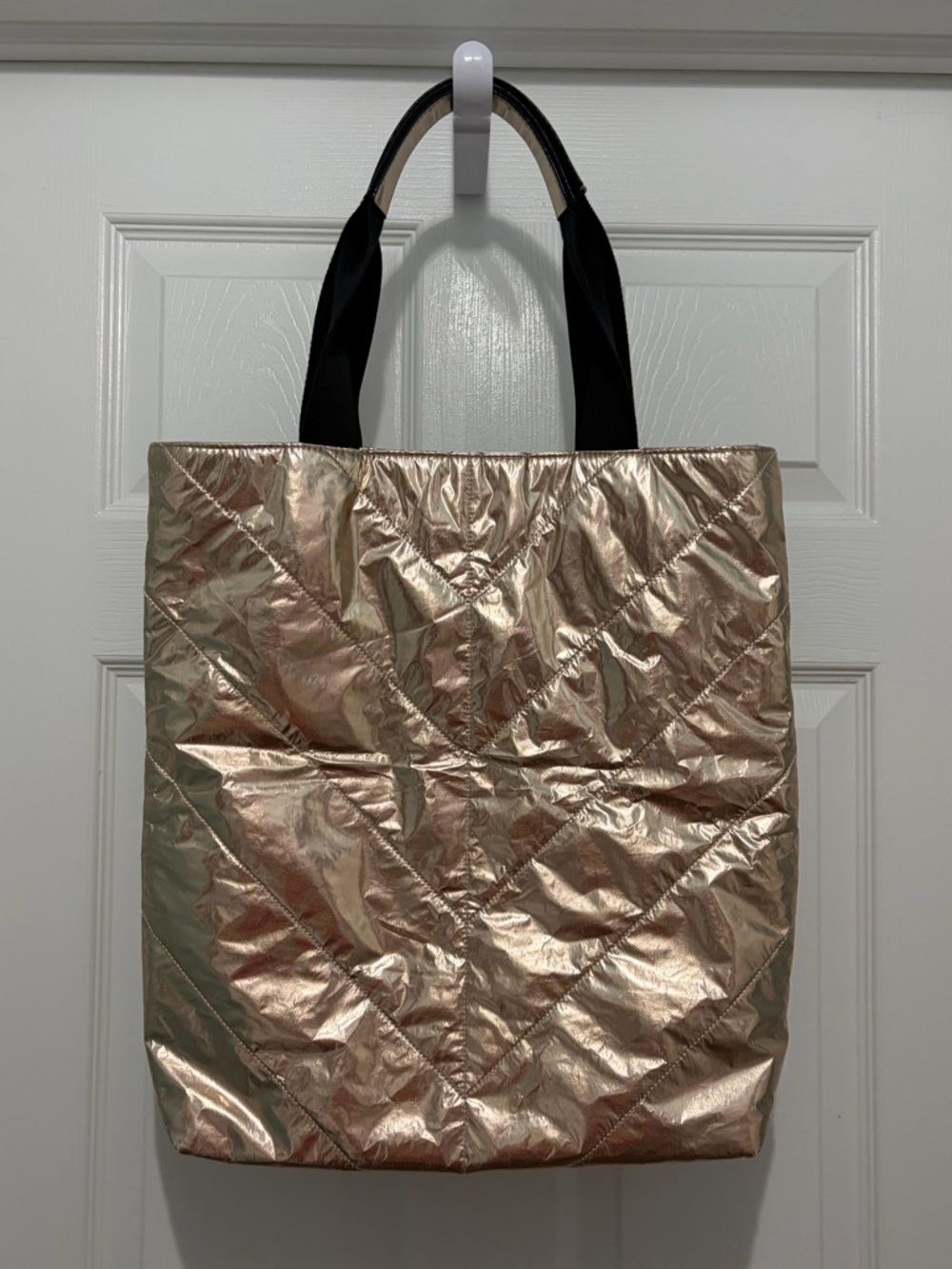 Victoria’s Secret Metallic Gold Quilted Tote Bag